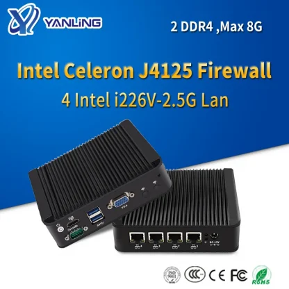 Yanling J4125 Quad Core Fanless Mini PC with 4 Intel I226 2.5G Lan Ports - Compact Firewall Router Appliance Product Image #24379 With The Dimensions of 800 Width x 800 Height Pixels. The Product Is Located In The Category Names Computer & Office → Mini PC