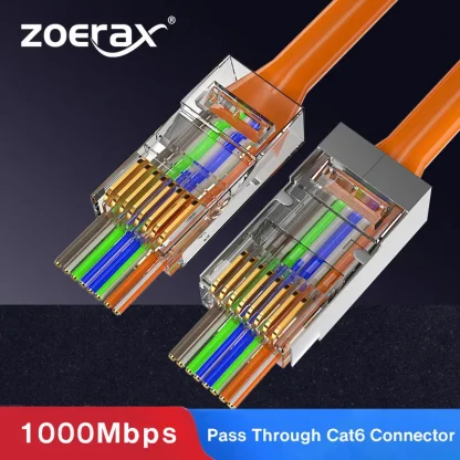 ZoeRax Cat6/Cat6a Pass Through RJ45 Connector - 30u Gold Plated Shielded Modular Plug for STP Ethernet Cable, 8P8C Ends Product Image #1742 With The Dimensions of 800 Width x 800 Height Pixels. The Product Is Located In The Category Names Computer & Office → Computer Cables & Connectors