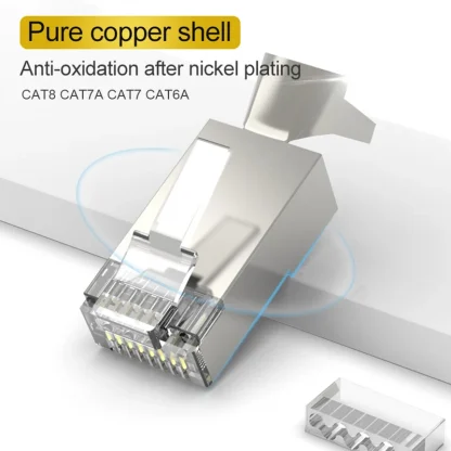 Xintylink CAT8/CAT7/CAT6A RJ45 Connector - Shielded Ethernet Cable Plug with 1.5mm Pass Through Hole Product Image #22456 With The Dimensions of 800 Width x 800 Height Pixels. The Product Is Located In The Category Names Computer & Office → Computer Cables & Connectors